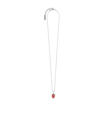 Saint Laurent Strawberry Necklace In Enamel And Metal In Multi