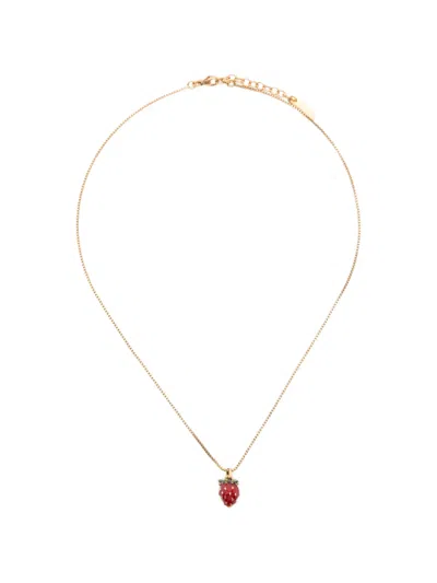 Saint Laurent Strawberry-pendant Necklace In Gold