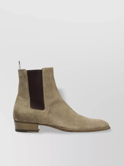 Saint Laurent Streamlined Suede Chelsea Boots In Brown