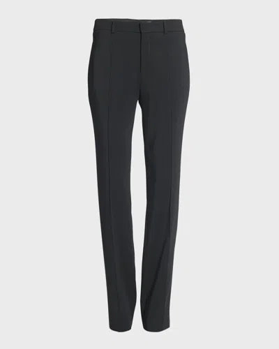 Saint Laurent Stretch Gabardine Straight-leg Trousers In Nero