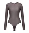 Saint Laurent Stretch-jersey Bodysuit In Gray