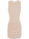 Saint Laurent Stretch Tulle Short Dress In Beige
