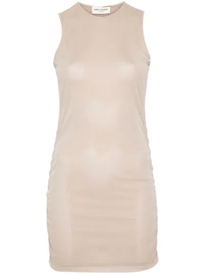 SAINT LAURENT SAINT LAURENT STRETCH TULLE SHORT DRESS