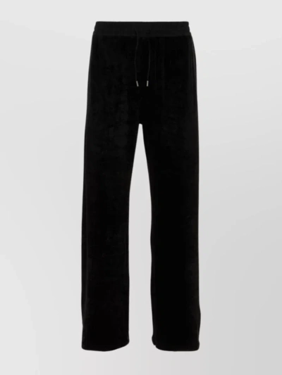 Saint Laurent Stretch Waistband Chenille Joggers In Black