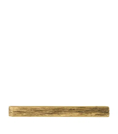 Saint Laurent Striated Tie Clip In Yellow