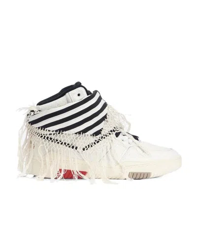 Saint Laurent Stripe Detail Casual Sneakers In White
