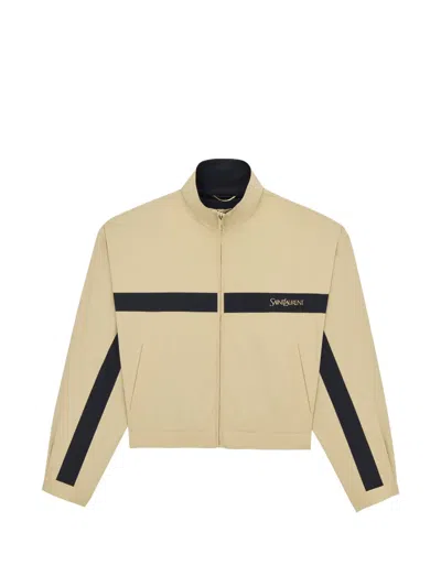 Saint Laurent Stripe Jacket In Neutral
