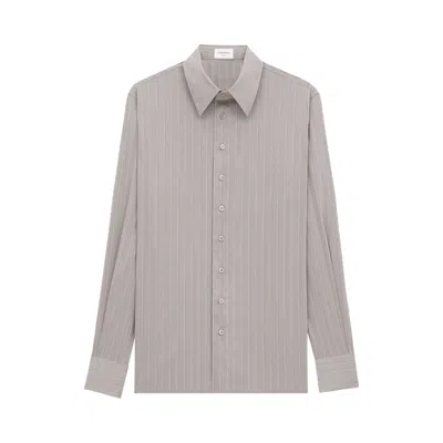 Pre-owned Saint Laurent Stripe Long-sleeve Shirt 'grey/white Rust' | Men's Size 41