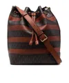 Saint Laurent Stripe Panelled Monogram Bag In Brown
