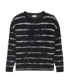 Saint Laurent Stripe Pattern Fuzzy Jumper In Black