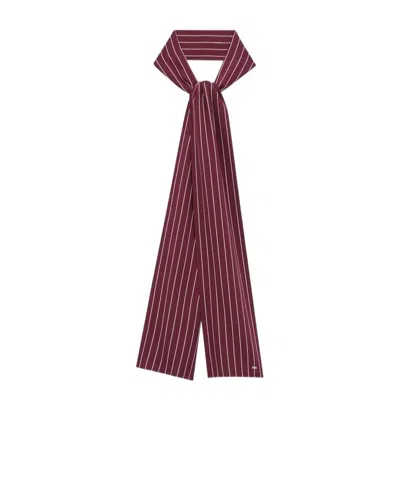 Saint Laurent Stripe Pattern Scarf In Red