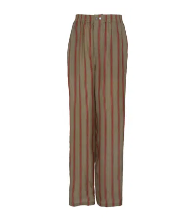Saint Laurent Stripe Wide-leg Trousers In Nude