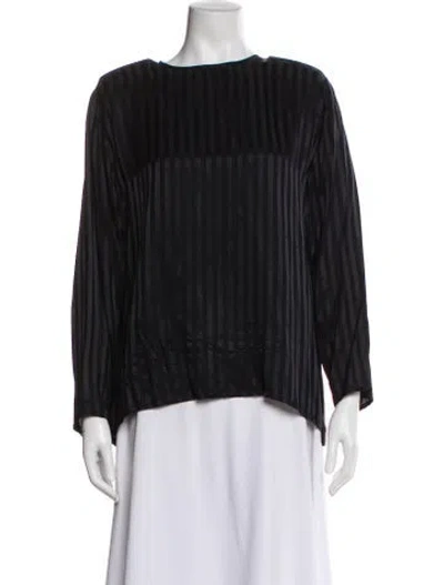 Pre-owned Saint Laurent Striped Bateau Neckline Blouse In Black