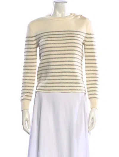 Pre-owned Saint Laurent Striped Bateau Neckline Sweater In Neutral
