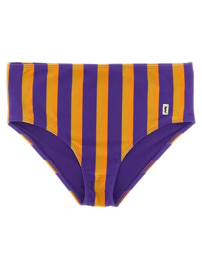 Saint Laurent Striped Bikini Briefs In Purple