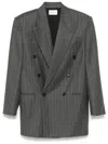 Saint Laurent Men's 6-button Pinstripe Sport Coat In Grey