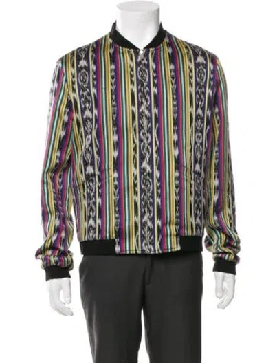 Pre-owned Saint Laurent Striped Bomber Jacket In Black