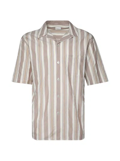 Saint Laurent Bowling Shirt Short Sleeves Chest Pocket Striped In Multi