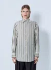 Saint Laurent Women Striped Button-down Shirt In Gray
