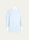 Saint Laurent Striped Button-front Blouse In Navy White