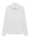 Saint Laurent Cassandre Striped Cotton Shirt Shirts Black In White