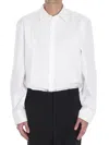 Saint Laurent White Pointed Collar Long Sleeve Shirt In Cotton Man In Bianco