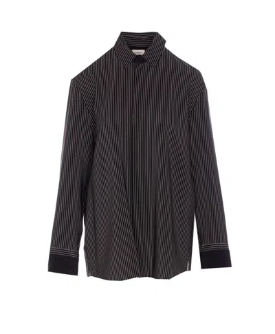 Saint Laurent Striped Button-up Shirt In Black