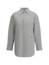 Saint Laurent Camicia Cassandre A Righe In Gray