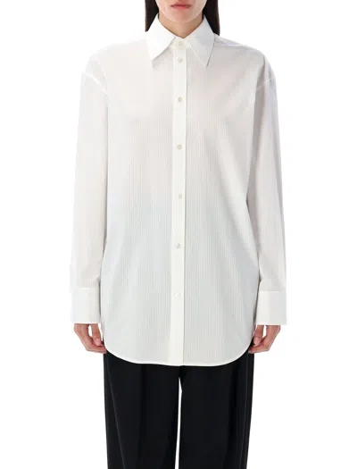 Saint Laurent White Classic Cotton Shirt In Animal Print