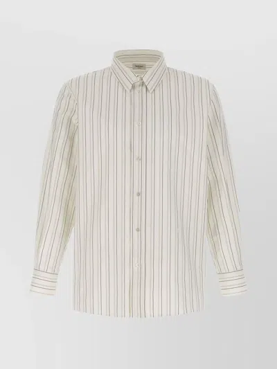 SAINT LAURENT STRIPED 'CASSANDRE' SHIRT WITH BUTTON-DOWN COLLAR