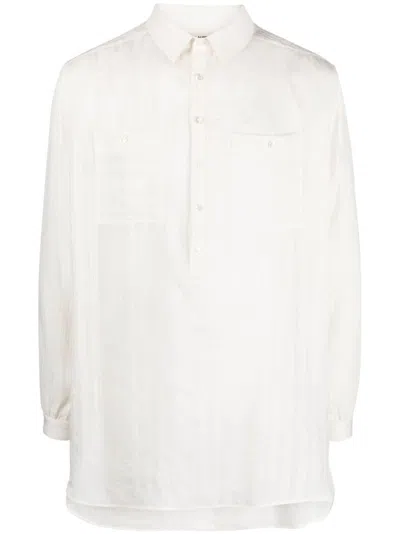 Saint Laurent Striped Classic-collar Shirt In White