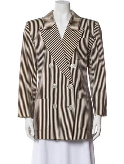 Pre-owned Saint Laurent Striped Coat In Brown
