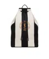 Saint Laurent Striped Cotton-blend Backpack In White