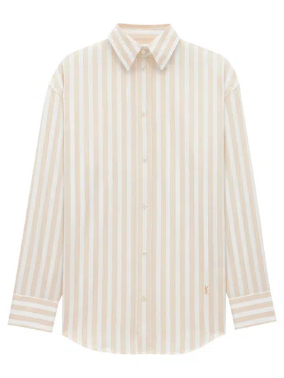 SAINT LAURENT SAINT LAURENT STRIPED COTTON CASSANDRE SHIRT CLOTHING
