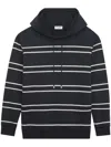 Saint Laurent Striped Hooded Sweatshirt In Black