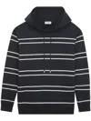 Saint Laurent Striped Hooded Sweatshirt In Black