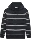 Saint Laurent Striped Hooded Sweatshirt In Black