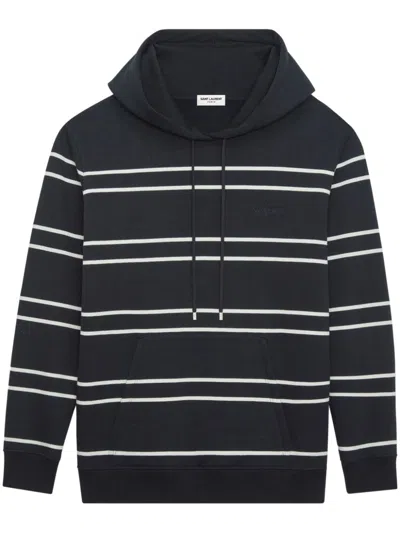 SAINT LAURENT STRIPED COTTON HOODIE