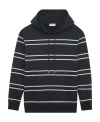 Saint Laurent Striped Hooded Sweatshirt In Black
