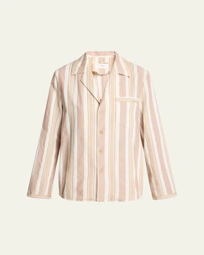 Saint Laurent Striped Cotton Pajama Shirt In Pink