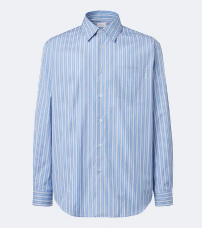 Saint Laurent Camicia Cassandre In Popeline Di Cotone A Righe In Blue