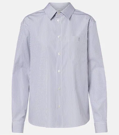 Saint Laurent Striped Cotton Poplin Shirt In White