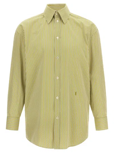 Saint Laurent Striped Cotton Poplin Shirt In Yellow