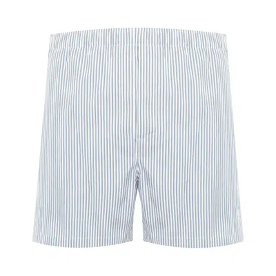 Pre-owned Saint Laurent Striped Cotton Poplin Shorts 'craie Noir/bleu' | Black | Men's Size S