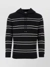 Saint Laurent Striped Hooded Sweatshirt In Black