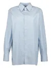 Saint Laurent Cassandre Shirt With Striped Pattern In Blue
