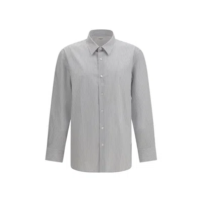 Saint Laurent Refined Cotton Cassandre Shirt For Men In Gray