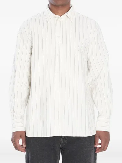 Saint Laurent Striped Cotton Shirt In White