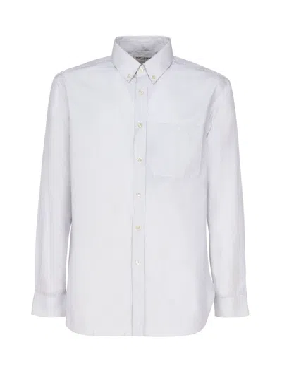 Saint Laurent Striped Cotton Shirt In White, Blue