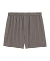 Saint Laurent Striped Crepe Chine Shorts In Gray
